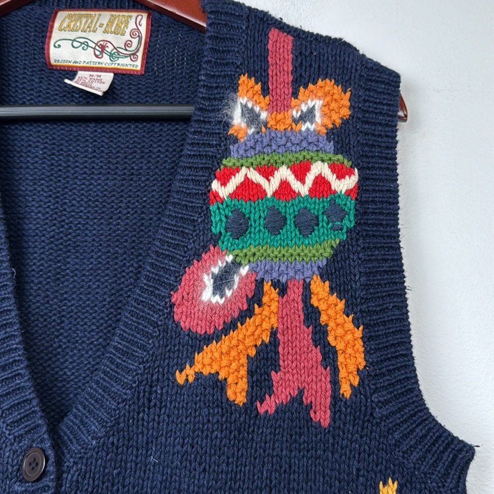 Vintage Cristal Kobe knitted Christmas sweater vest sz M rare - Picture 11 of 11